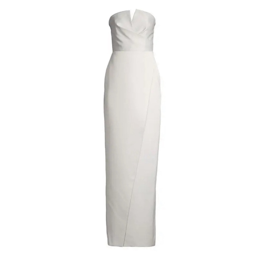 Jay godfrey white satin dress with tuxedo styling true white